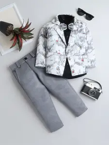 BAESD Boys Notched Lapel Collar Single-Breasted Blazer with Trouser & Shirt 3-piece Suit