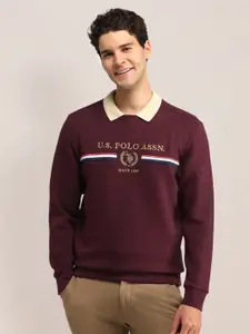 U.S. Polo Assn. Men Printed Round Neck Long Sleeves Pullover Sweatshirt