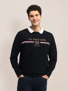 U.S. Polo Assn. Polo Verse Men Cotton Printed Long Sleeves Round Neck Sweatshirt