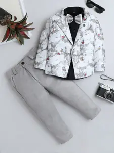 BAESD Boys Notched Lapel Collar Single-Breasted Blazer with Trouser & Shirt 3-piece Suit