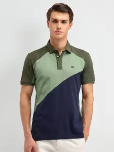 Arrow Sport Men Colourblocked Polo Collar Applique T-shirt