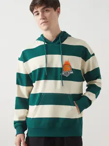 Bewakoof Men Striped Hooded Sweatshirt