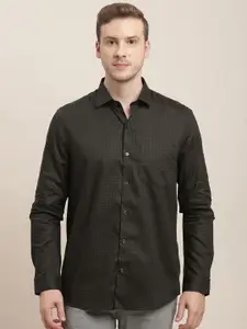 Turtle Men Classic Slim Fit Opaque Printed Formal Shirt