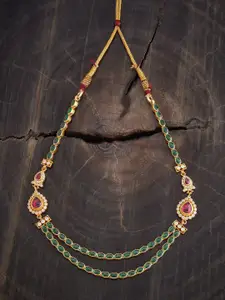 Kushal's Fashion Jewellery Embellished Bridal 92.5 Silver Gold-Plated Stone Necklace