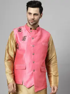 Utsav Fashion Men Embroidered Asymmetric Nehru Jacket