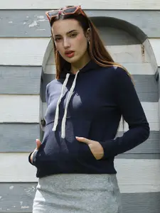 Campus Sutra Women Hooded Pullover Cotton Sweatshirt