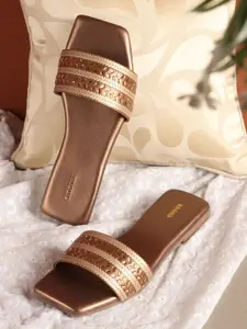 Anouk Women Embellished Ethnic Open Toe Flats