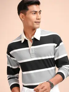 HIGHLANDER Men Striped Polo Collar T-shirt