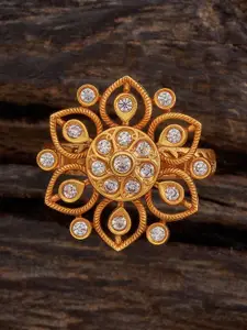 Kushal's Fashion Jewellery Gold-Plated Stone Studded Antique Finger Ring