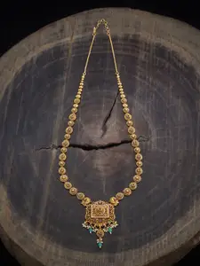 Kushal's Fashion Jewellery Gold-Plated Stone Studded Antique Necklace