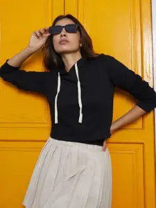 Campus Sutra Women Cotton Hooded Sweatshirt