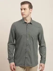 Turtle Men Classic Slim Fit Opaque Printed Formal Shirt