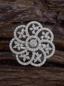 Kushal's Fashion Jewellery Rhodium-Embellished Bridal Dome Shaped Cubic Zirconia Jhumkas