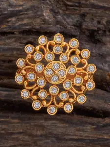 Kushal's Fashion Jewellery Gold-Plated Stone-Studded Antique Finger Ring