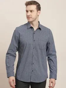 Turtle Men Classic Slim Fit Opaque Printed Formal Shirt