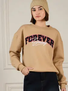 SASSAFRAS Women Typography Printed Pullover Sweatshirt