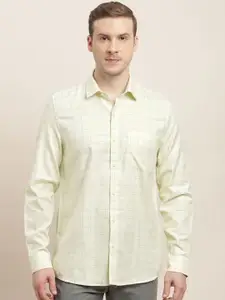 Turtle Men Classic Slim Fit Grid Tattersall Checks Opaque Checked Formal Shirt