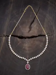 Kushal's Fashion Jewellery Rhodium Gold-Plated Cubic Zirconia Studded Necklace