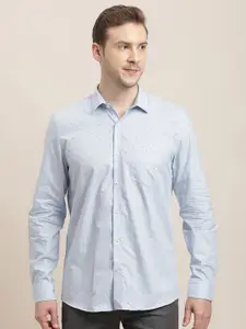 Turtle Men Classic Slim Fit Opaque Printed Formal Shirt