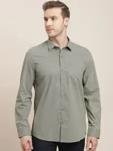 Turtle Men Classic Slim Fit Opaque Printed Formal Shirt