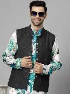 Utsav Fashion Men Embroidered Georgette Nehru Jacket