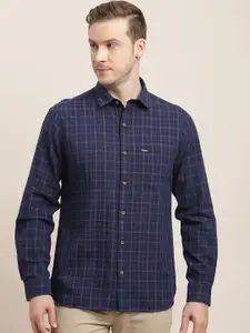 Turtle Men Relaxed Slim Fit Grid Tattersall Checks Opaque Checked Casual Shirt