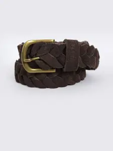 Snitch Men Woven Design Leather Slim Belt