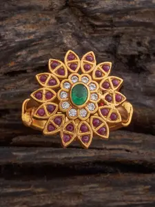 Kushal's Fashion Jewellery Embellished Bridal Gold-Plated Adjustable Temple Finger Ring