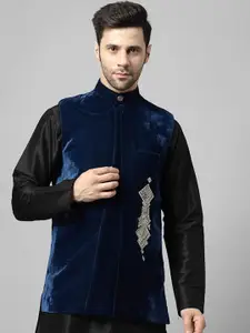 Utsav Fashion Men Embroidered Velvet Nehru Jacket