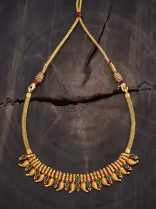 Kushal's Fashion Jewellery Embellished Bridal 92.5 Silver Gold-Plated Stone Necklace