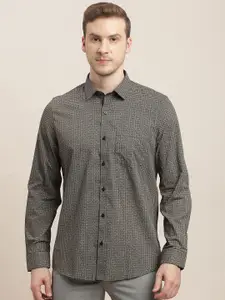 Turtle Men Classic Slim Fit Micro Checks Opaque Printed Formal Shirt