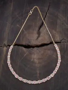 Kushal's Fashion Jewellery Rhodium Gold-Plated Cubic Zirconia Studded Necklace