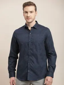 Turtle Men Classic Slim Fit Opaque Printed Formal Shirt