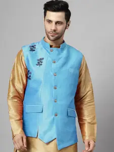 Utsav Fashion Men Embroidered Woven Nehru Jacket