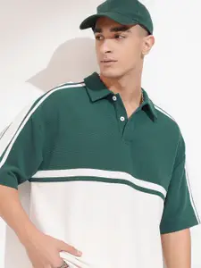 HIGHLANDER Men Colourblocked Polo Collar Drop-Shoulder Sleeves T-shirt