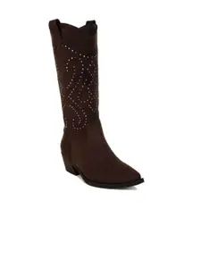 RAG & CO Women Embellished Pointed Toe High-Top Cowboy Boots