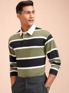 HIGHLANDER Men Striped Polo Collar T-shirt