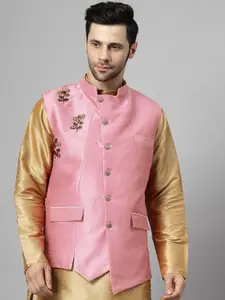 Utsav Fashion Men Hand Embroidered Asymmetric Nehru Jacket
