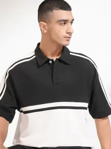 HIGHLANDER Men Colourblocked Polo Collar Drop-Shoulder Sleeves T-shirt