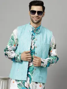 Utsav Fashion Men Embroidered Mirror Work Nehru Jacket