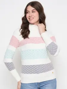 Duke Women Colourblocked Turtle Neck Pullover