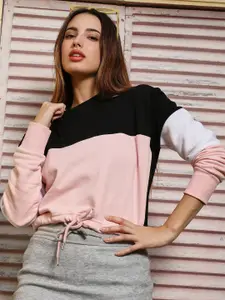 Campus Sutra Women Colourblocked Cotton Pullover Sweatshirt