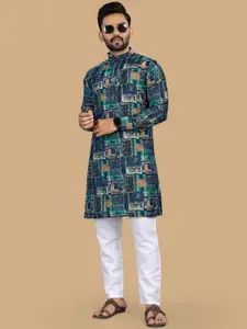 BAESD Men Ethnic Motifs Printed Thread Work Kurta