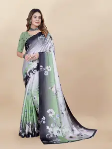 Anouk Floral Printed Satin Saree