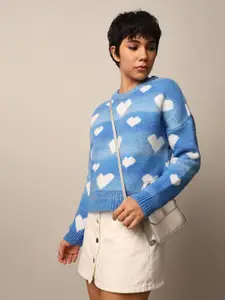 ONLY Women Printed Pullover with Fuzzy Detail
