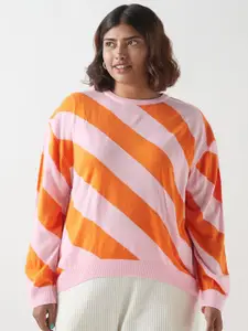 Bewakoof Plus Women Striped Plus Size Pullover