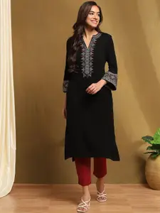 Biba Women Dyed Mirror Work Kurta