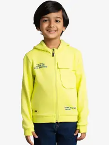 Ed-a-Mamma Boys Typography Outdoor Open Front Jacket with Patchwork