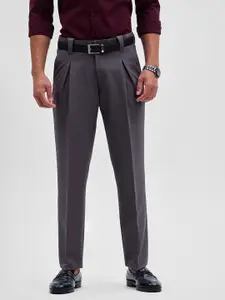 Snitch Men Smart Slim Fit Pleated Trousers