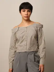 ONLY Women Pinstripes Opaque Striped Casual Shirt